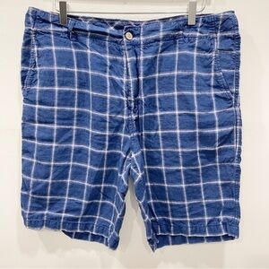 Tommy Bahama Relax Plaid Linen Blue Shorts Size 36